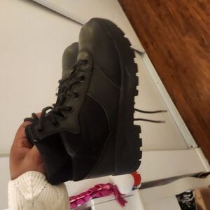 Black Combat Moto Boots with Chunky Sole